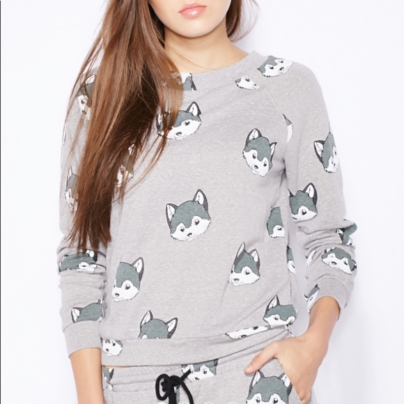 Minkpink gray top with Wolff head print - Picture 6 of 6